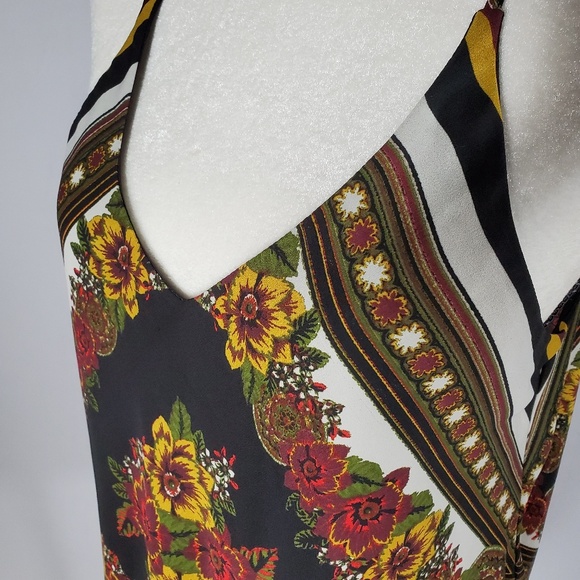 Halter Top Asymmetrical Floral Stripes Large Brown Black Summer Red Flow… - Picture 7 of 8